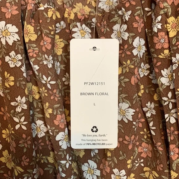 Pink Rose Brown Floral cropped blouse Womens Large NWT - Picture 4 of 4